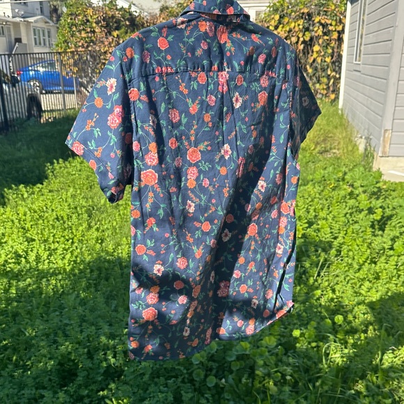 Marc Anthony Luxury Slim Fit Dark Blue Floral Men's Shirt - Picture 4 of 4